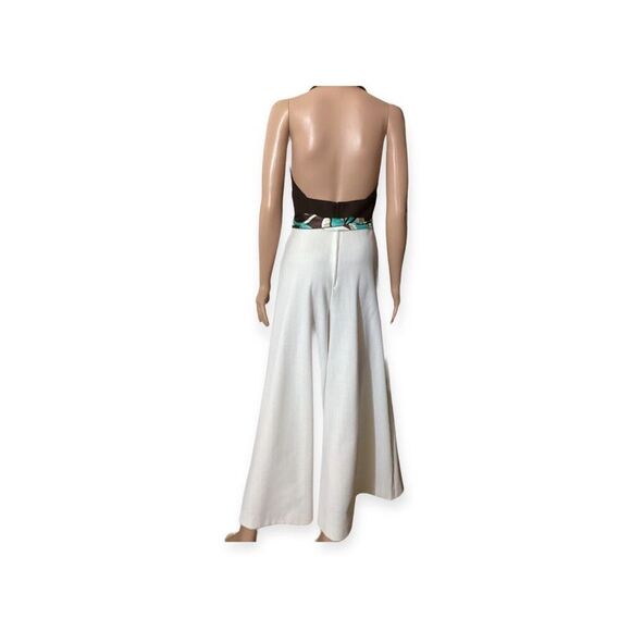Vintage 60’s / 70’s Wide Leg Belted Halter Jumpsuit - Picture 2 of 11